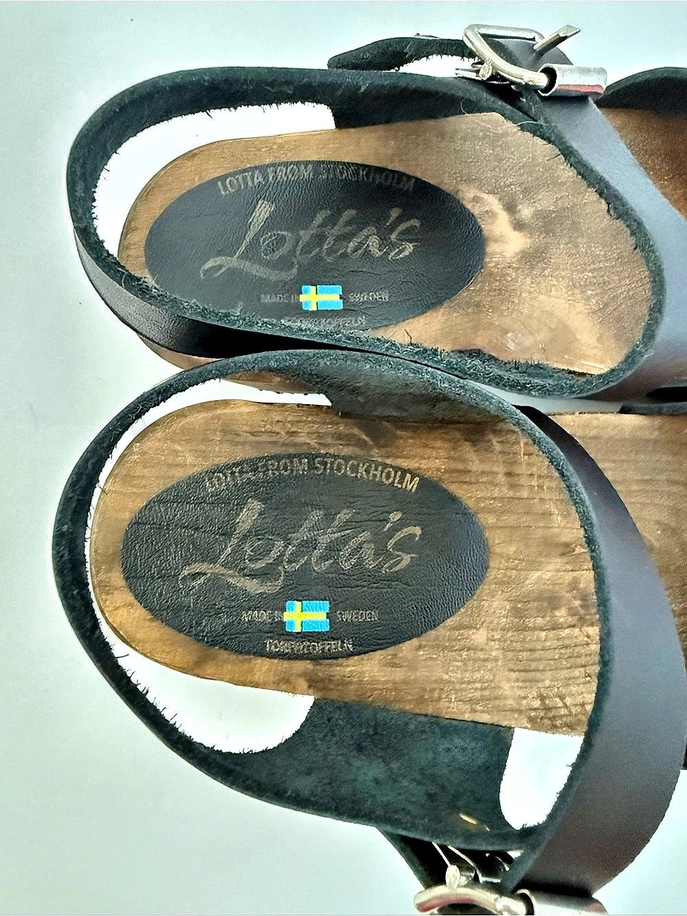 Lotta From Stockholm Low Wood Black Leather Slingback Clogs EU 40 Like New